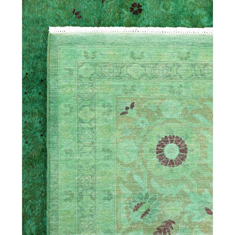 Overdyed One-of-a-Kind Hand-Knotted Area Rug - Green - 12' 1" x 17' 10"