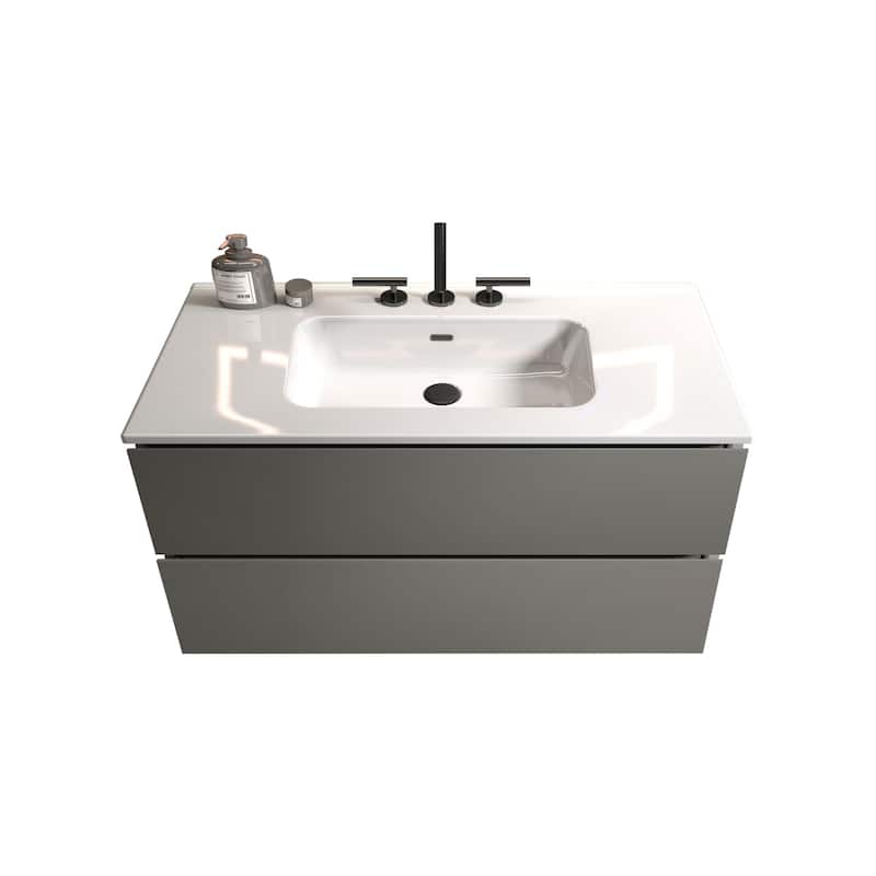 Wall Mounted Bathroom Vanity with Ceramic Sink
