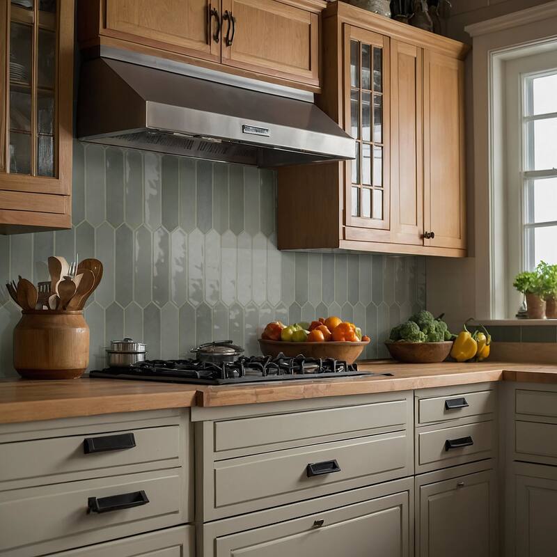 Ackland AKNPTHOK2.5X13G-CA Hoku - 3" x 13" Ceramic Geometric Wall Tile