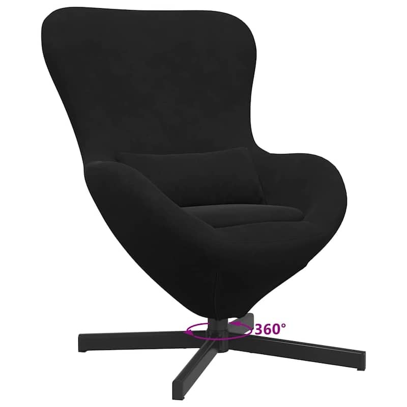 vidaXL Egg Chair Black/ Dark/Light Grey Velvet - 24.8 x 28.7 x 35.4