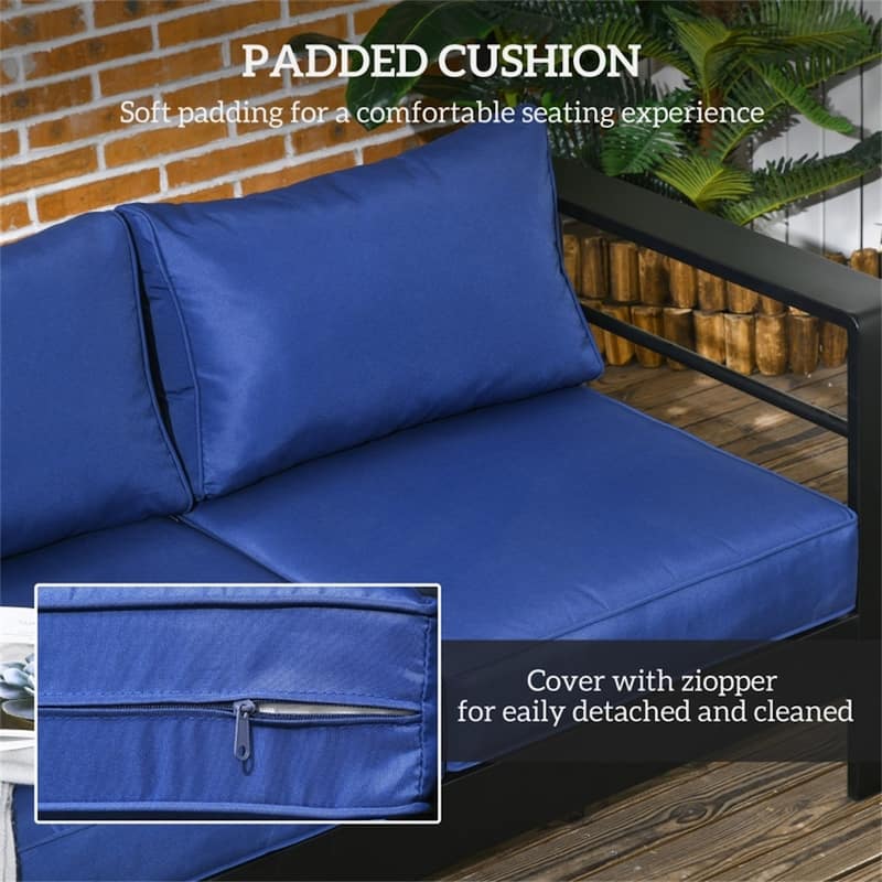 Aluminum Outdoor Garden Sofa with Cushions and Wide Seat - 76.8"W x 27.6"D x 24.4"H