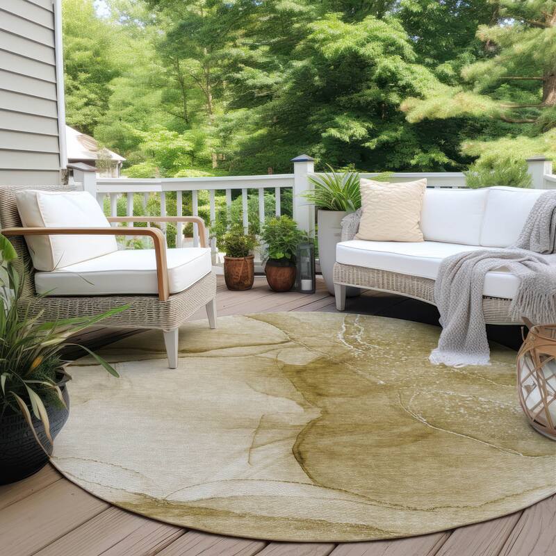 Elfi Artistic Abstract Weather Resistant Timeless Fusion Outdoor Rug