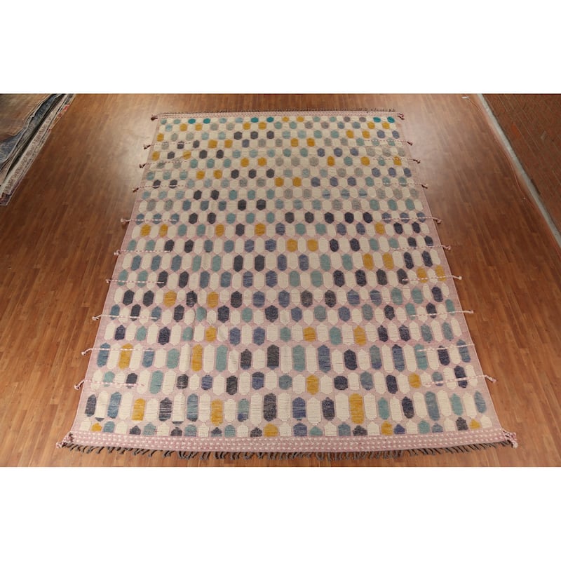 All-Over Moroccan Large Area Rug Hand-Knotted Wool Carpet - 11'7"x 16'1"