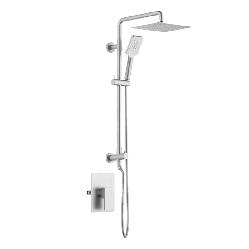 Cube Pressure Balanced 2-Function Shower Column with Rough In Valve - Brushed Nickel