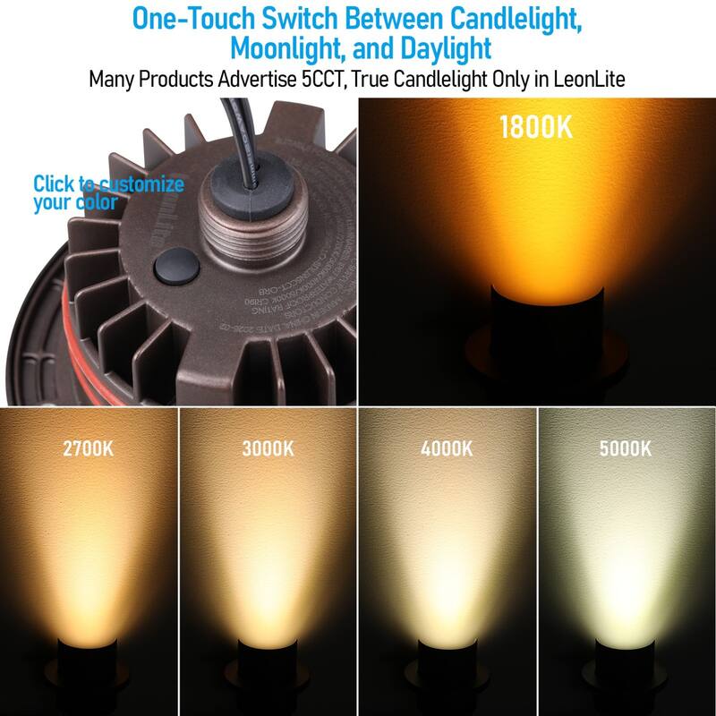 6 Pack Landscape 5W Shielded Well Light Low Voltage 5CCT Selectable