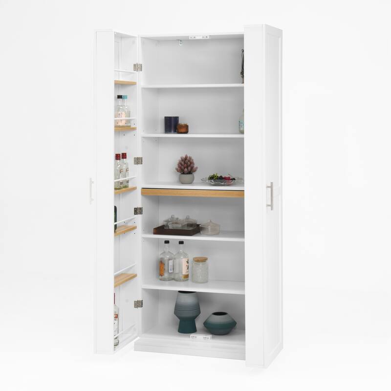 Cabinet White Storage Cabinet Food Pantry with Doors and Adjustable Shelves Freestanding Buffet Cupboards Sideboard