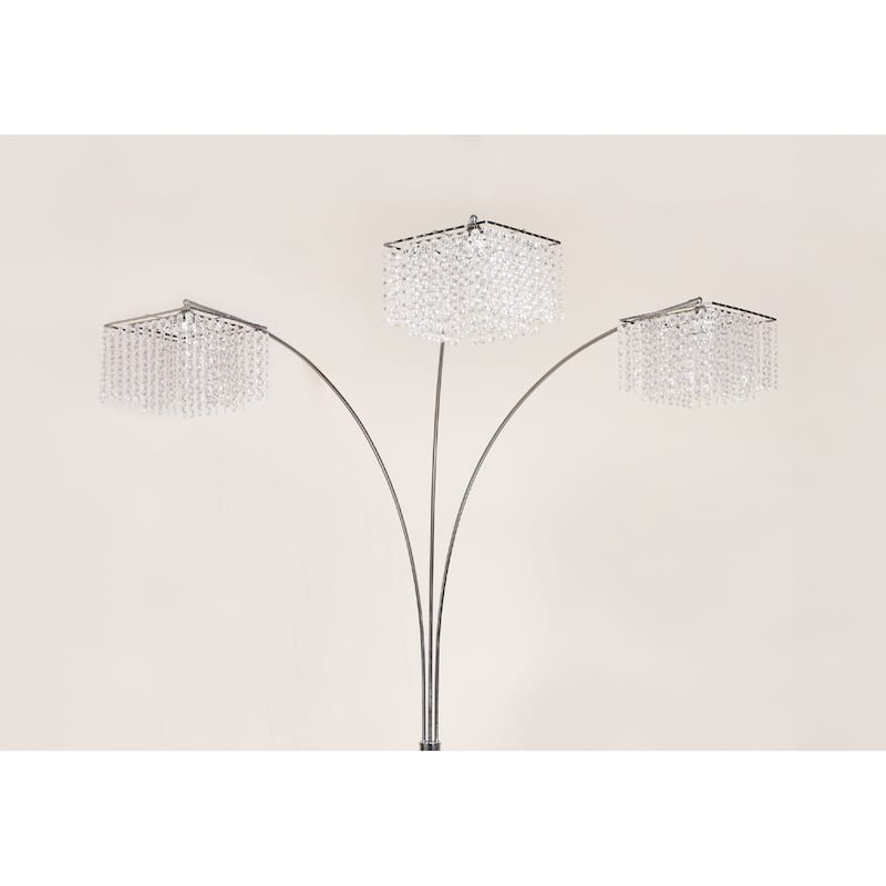 1pc Modern Design Classic Luxury Sleek Multi-head Floor Arc Lamp Half Moon Radiant Crystal-encrusted Sleek Metallic Stems