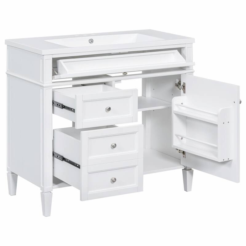 36'' Bathroom Vanity with Top Sink - Modern Storage Cabinet with Mirror