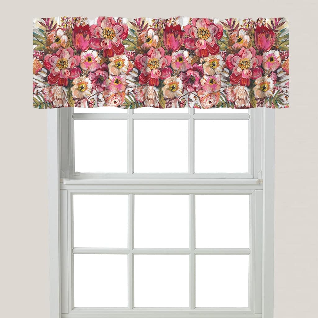 Pink Posies Window Valance - 60" x 18"
