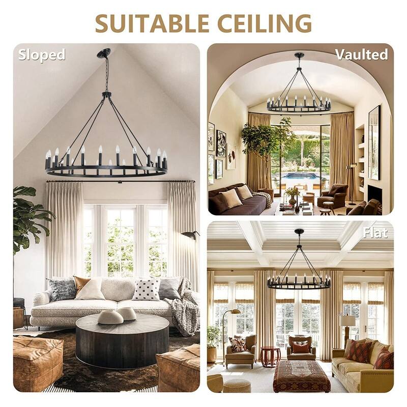 Wagon Wheel Chandelier 24 Light 48-Inch, Extra Large Modern Chandelier - 48IN