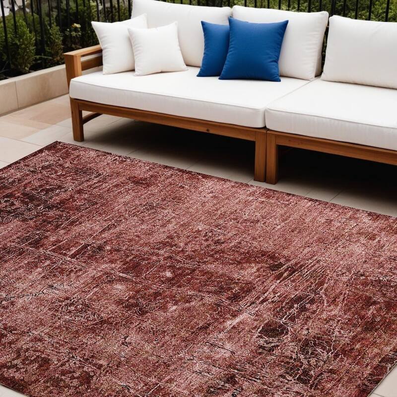 Rari Contemporary Abstract Weather Resistant Versatile Elegance Outdoor Rug - 9' X 12' - Purple