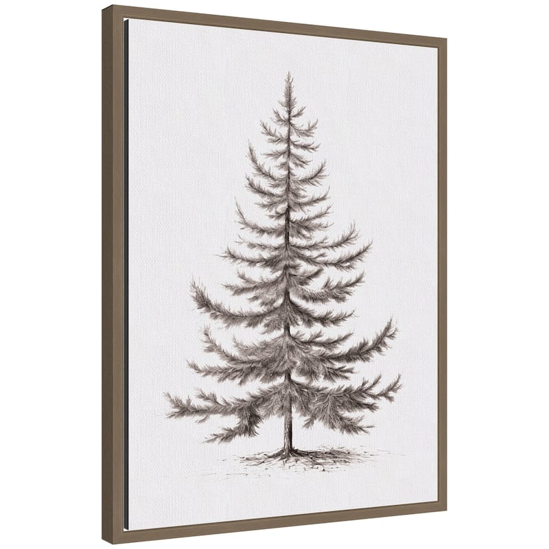Kate and Laurel Sylvie Framed Canvas Vintage Evergreen Fir Tree lllustration II by The Creative Bunch Studio - Gold