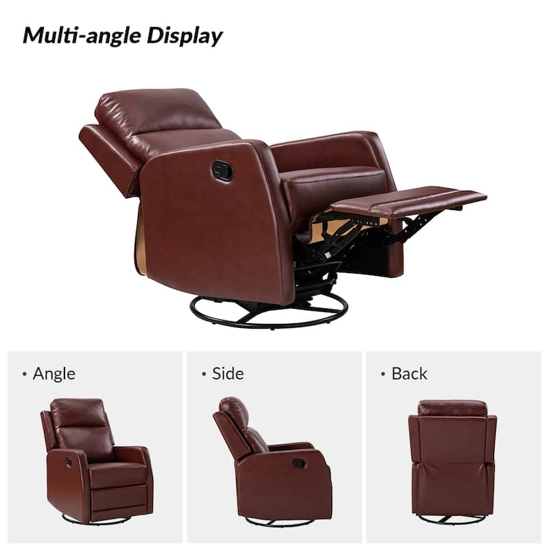 Esteban Modern Faux Leather Manual Rocking Swivel Recliner with Wingback