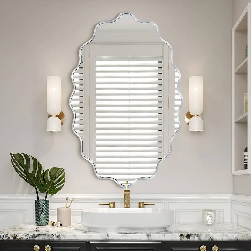 ALuminum Alloy Framed Wavy Oval Wall Mirror
