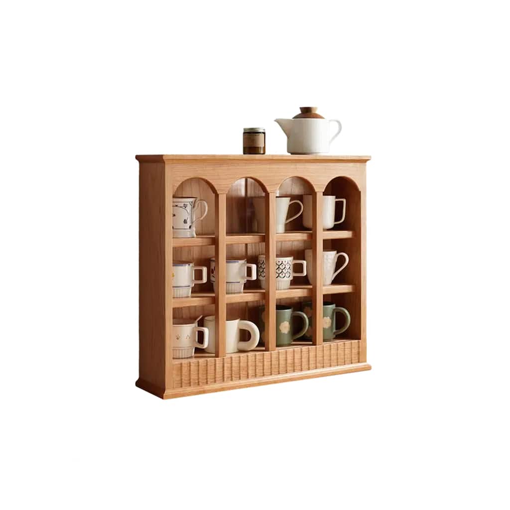 Solid Cherry Wood European Style Kitchen Storage Rack Wood Cup Holder