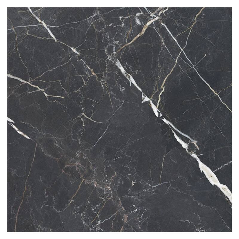 Splendor 48x48 Charcoal Black Porcelain Large Format Sqaure Veining Wall and Floor Tile (15.5 sq ft/case) - 1 Pack