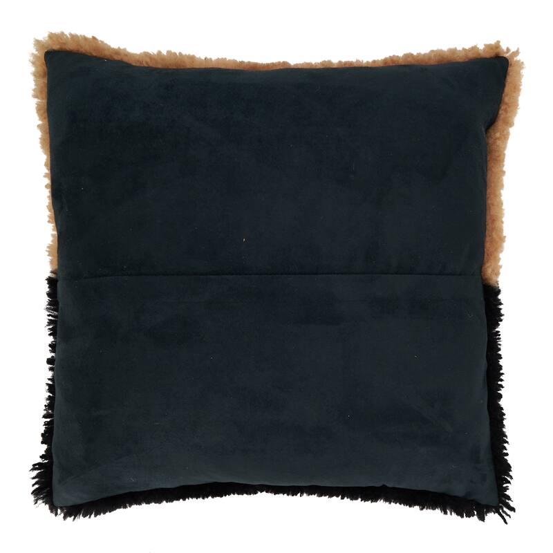 Luxurious Sheep Fur Pillow with Two-Tone Elegance