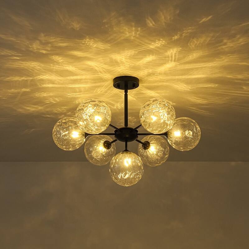 Contemporary Water Glass Bubble Round Tiered Chandelier 25.6 in