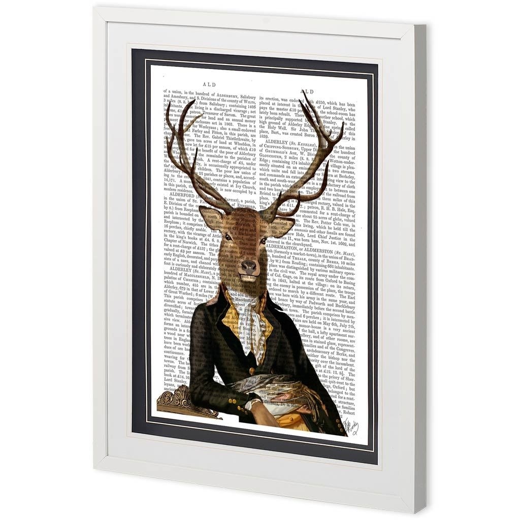 Custom Deer in Chair by Fab Funky a Framed Art Print Matted under Glass