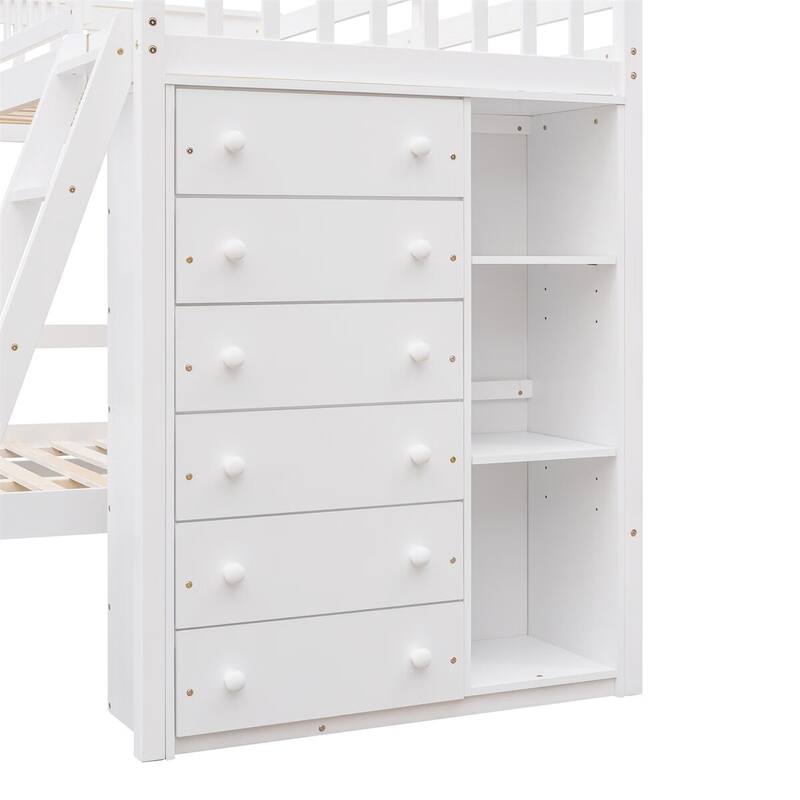 Merax Wooden Twin Over Full Bunk Bed with Adjustable Shelves