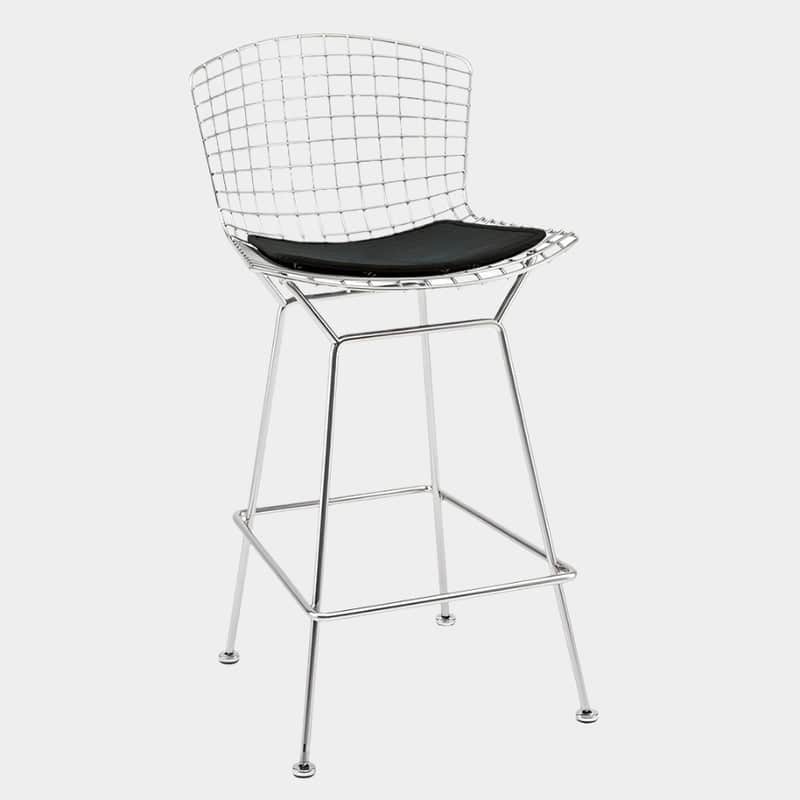 Bertoia Counter Stool (26") - 39"Hx20.5"Wx23"D - Black/Chrome