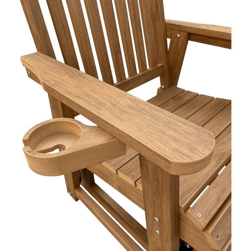Fortune Candy Poly Lumber Patio Glider for One Person with Cup Holders, HIPS Material, All-Weather Resistant