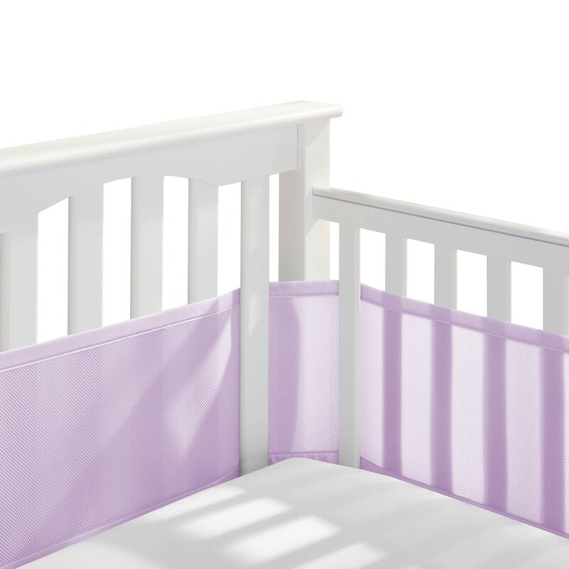 BreathableBaby Breathable Mesh Liner for Full-Size Cribs, Classic 3mm Mesh (Size 4FS Covers 3 or 4 Sides) - Lavender.