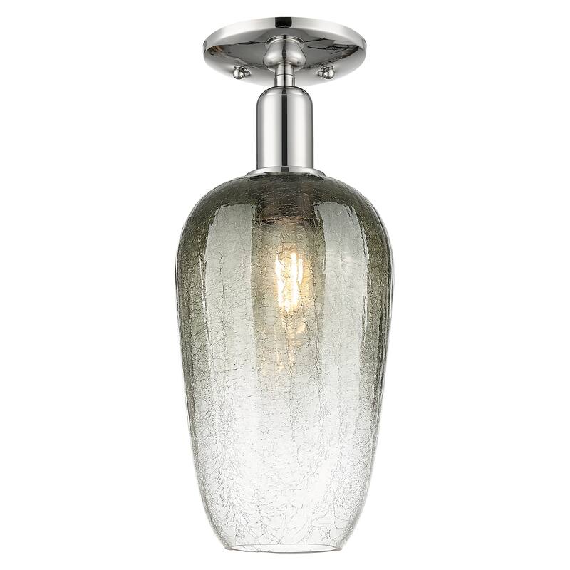 Innovations Lighting Downtown Urban - Brookhaven Flute - 1 Light 7" Semi-Flush Mount Light - Polished Nickel/Slate Shade