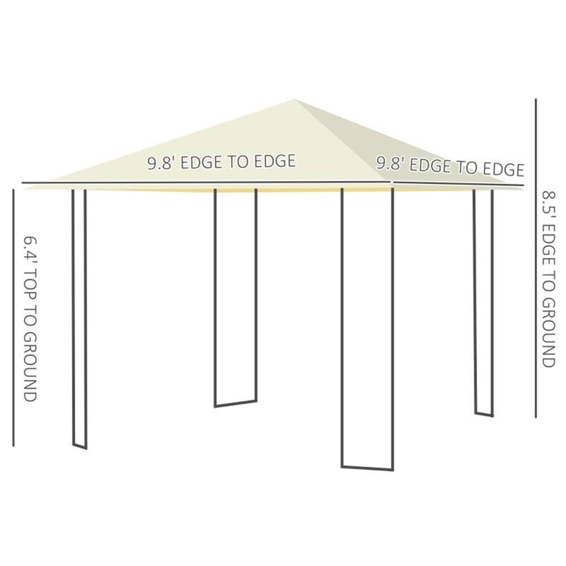 Cream White and Black Outdoor Gazebo with Weather-Resistant PA-Coated Polyester Canopy Powder-Coated Steel Frame