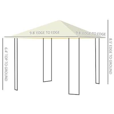 Cream White and Black Outdoor Gazebo with Weather-Resistant PA-Coated Polyester Canopy Powder-Coated Steel Frame