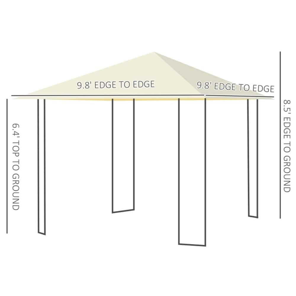 Cream White and Black Outdoor Gazebo with Weather-Resistant PA-Coated Polyester Canopy Powder-Coated Steel Frame