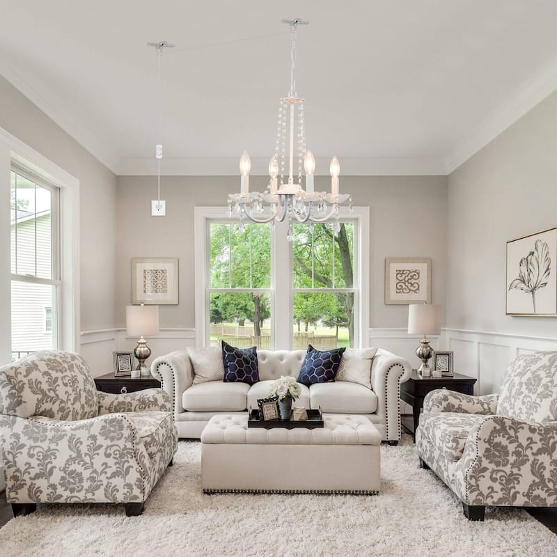 15.74-inch elegant 4-light crystal chandelier with metal frame plug-in