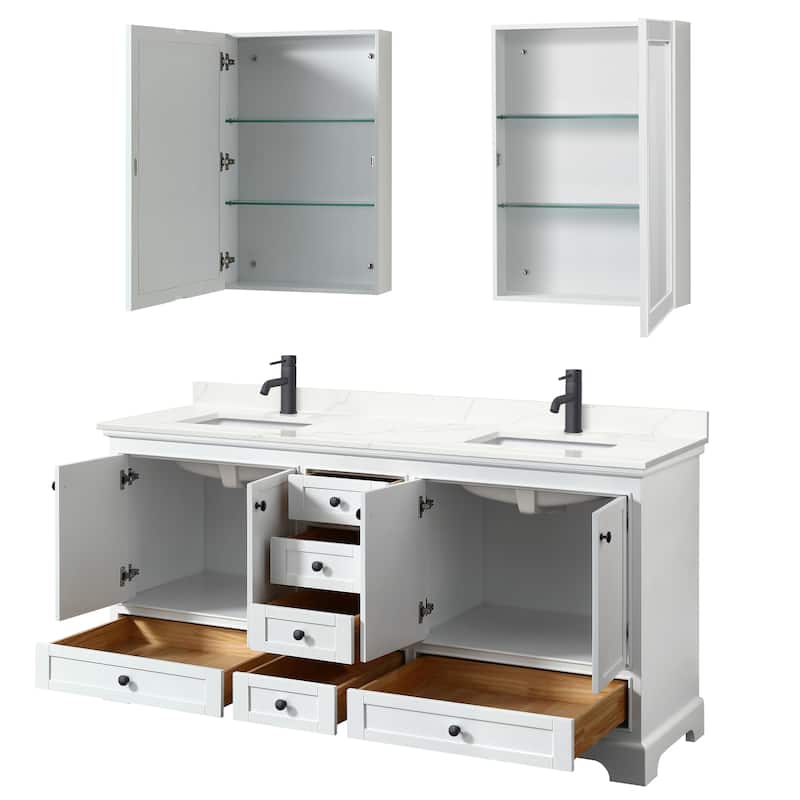 Deborah 72-inch Double Vanity, Quartz Top, Medicine Cabinets