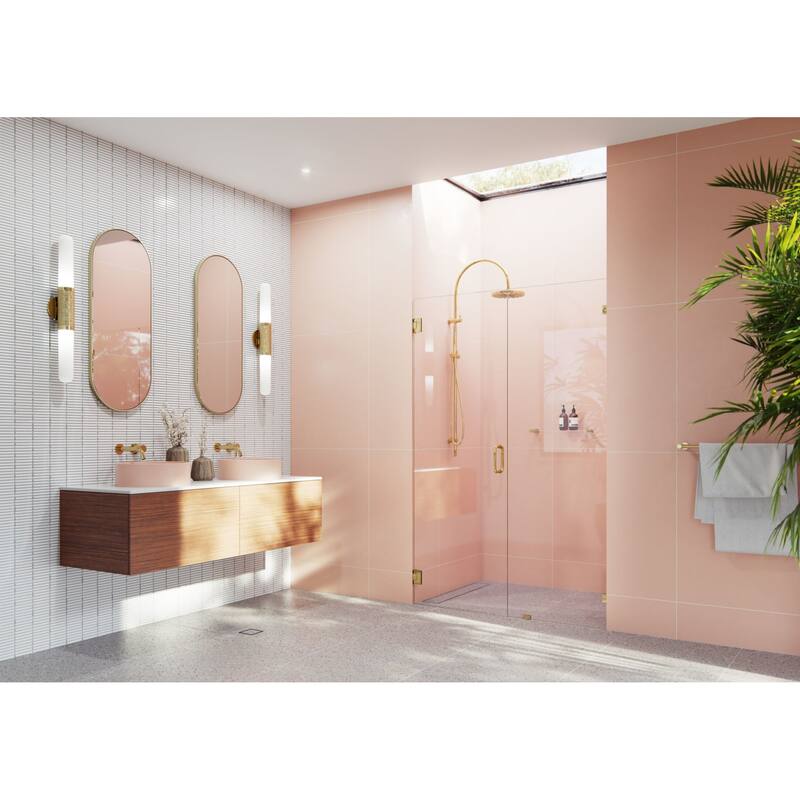 Glass Warehouse GW-WH-53 Illume 78" High x 53" Wide Hinged Frameless - Polished Brass