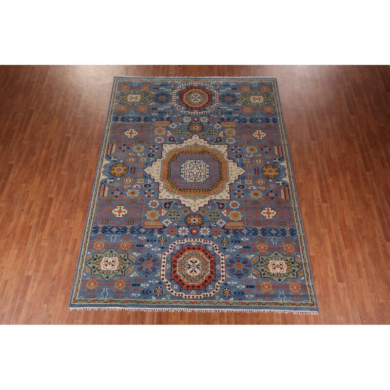 Geometric Khotan Indian Area Rug Handmade Wool Carpet - 8'9"x 11'8"