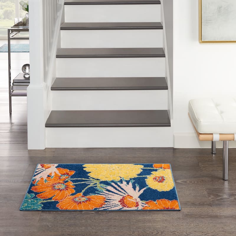 Nourison Allur Botanical Floral Area Rug - 2' x 3' - Navy Multicolor - Rectangle
