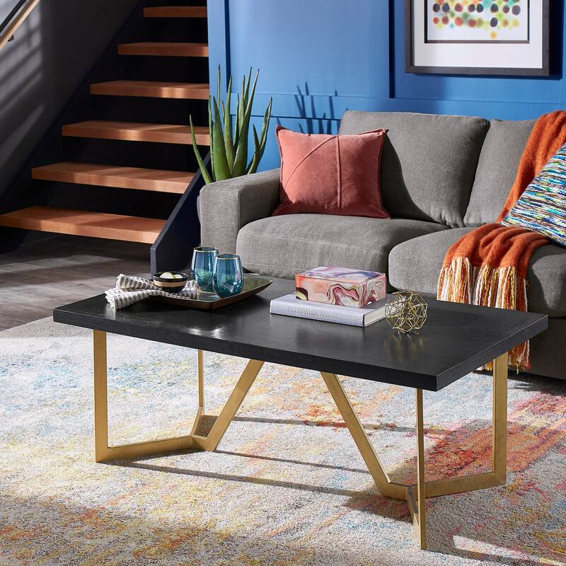 Cheyenne Black and Gold Metal Base Table Set by iNSPIRE Q Modern
