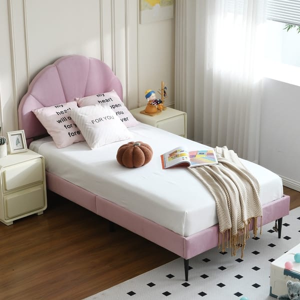 slide 2 of 38, Upholstered Bed with Unique Seashell Headboard