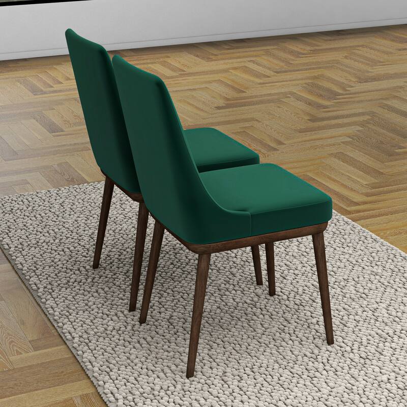 Belladonna Mid-Century Polyester Blend Dining Chair in Green (Set of 2)
