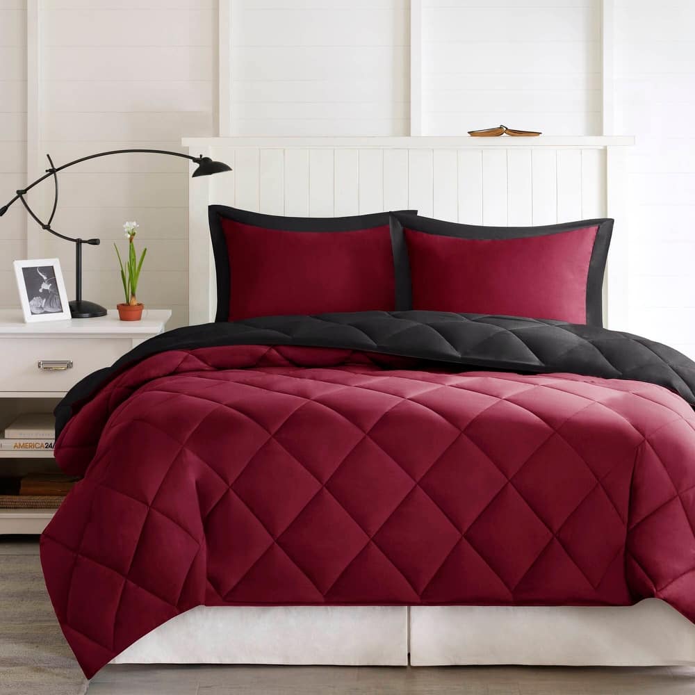 Madison Park Essentials Windsor 3M Scotchgard Diamond Quilting Reversible Down Alternative Comforter Set