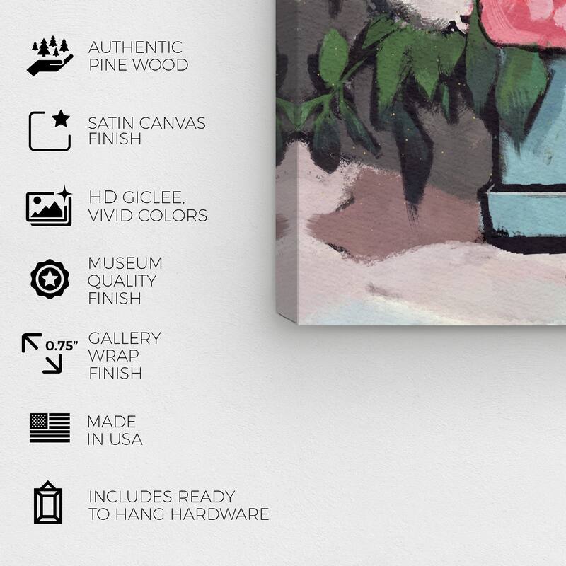 Wynwood Studio Canvas Fashion and Glam Heels over Peonies Pink and Turquoise Glam Wall Art Canvas Print