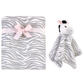 Hudson Baby Infant Girl Plush Blanket with Security Blanket, Zebra, One Size - Zebra - One Size