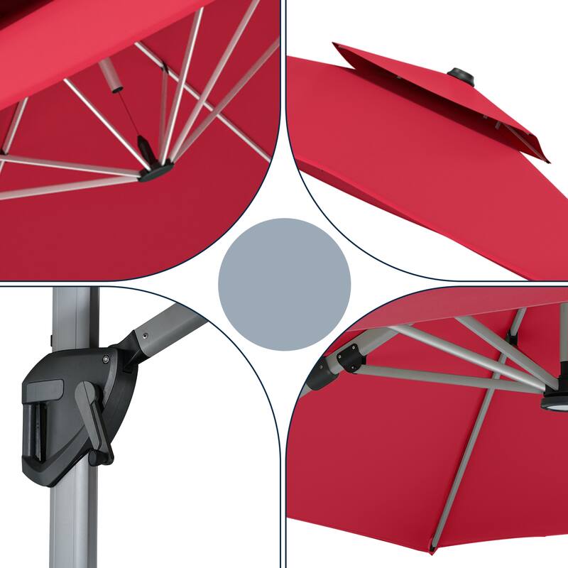 11FT Patio Umbrella Outdoor Square Double Top Umbrella with Base