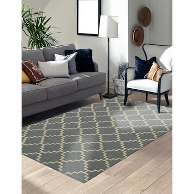 Blue Contemporary Trellis Flatweave Reversible Moroccan Area Rug - Stylish and Versatile - 10' x 14'