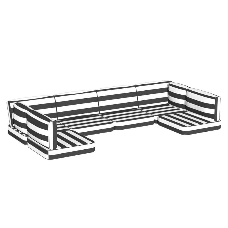 14 Piece Patio Furniture, 6 Seat Outdoor Deep Seat Cushion Set - 25.6 * 25.6 * 4 in