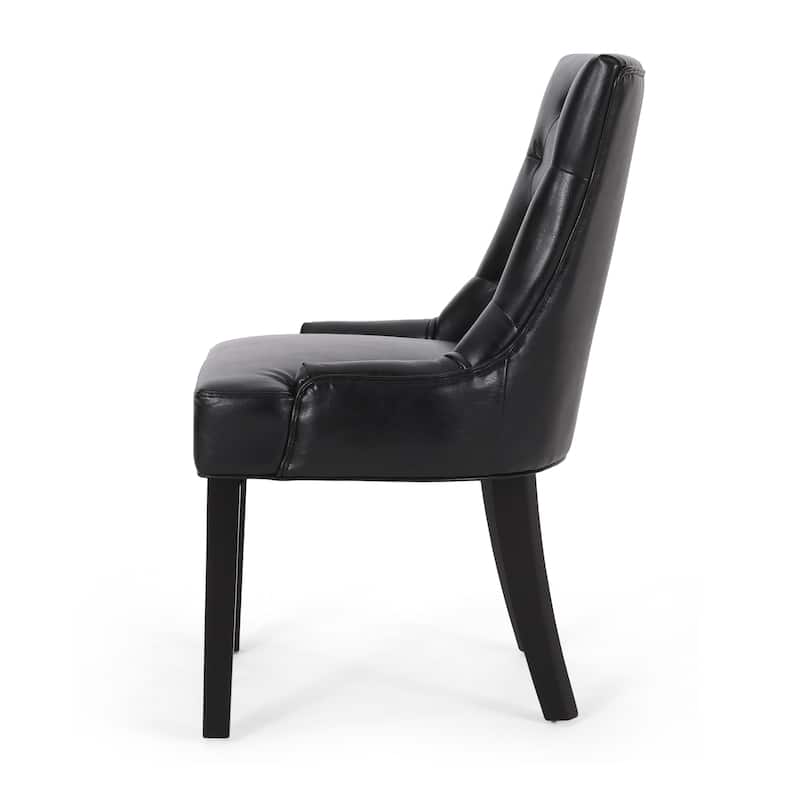 Set of 2 PU-Leather Upholstered Dining Chair with Tapered Legs