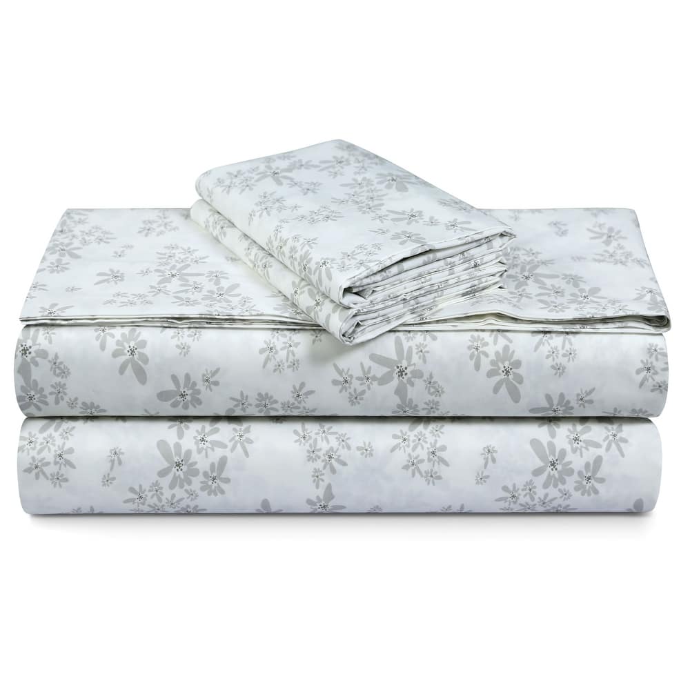 Solid or Printed 300 Thread Count Cotton Percale Extra Deep Pocket Sheet Set