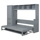 preview thumbnail 5 of 16, Full Size Murphy Wall Bed Frame with Closet and Drawers Space-Saving Design for Kids Boys&Girls