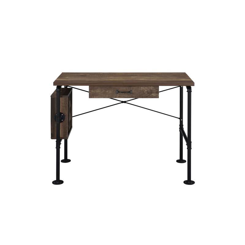 Versatile Weathered Oak Writing Desk with Efficient Storage Options