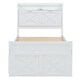 preview thumbnail 7 of 8, Twin Size Platform Bed with Storage Headboard, Extendable Bed with Twin Size Trundle, Wooden Bed with 3 Storage Drawers, White